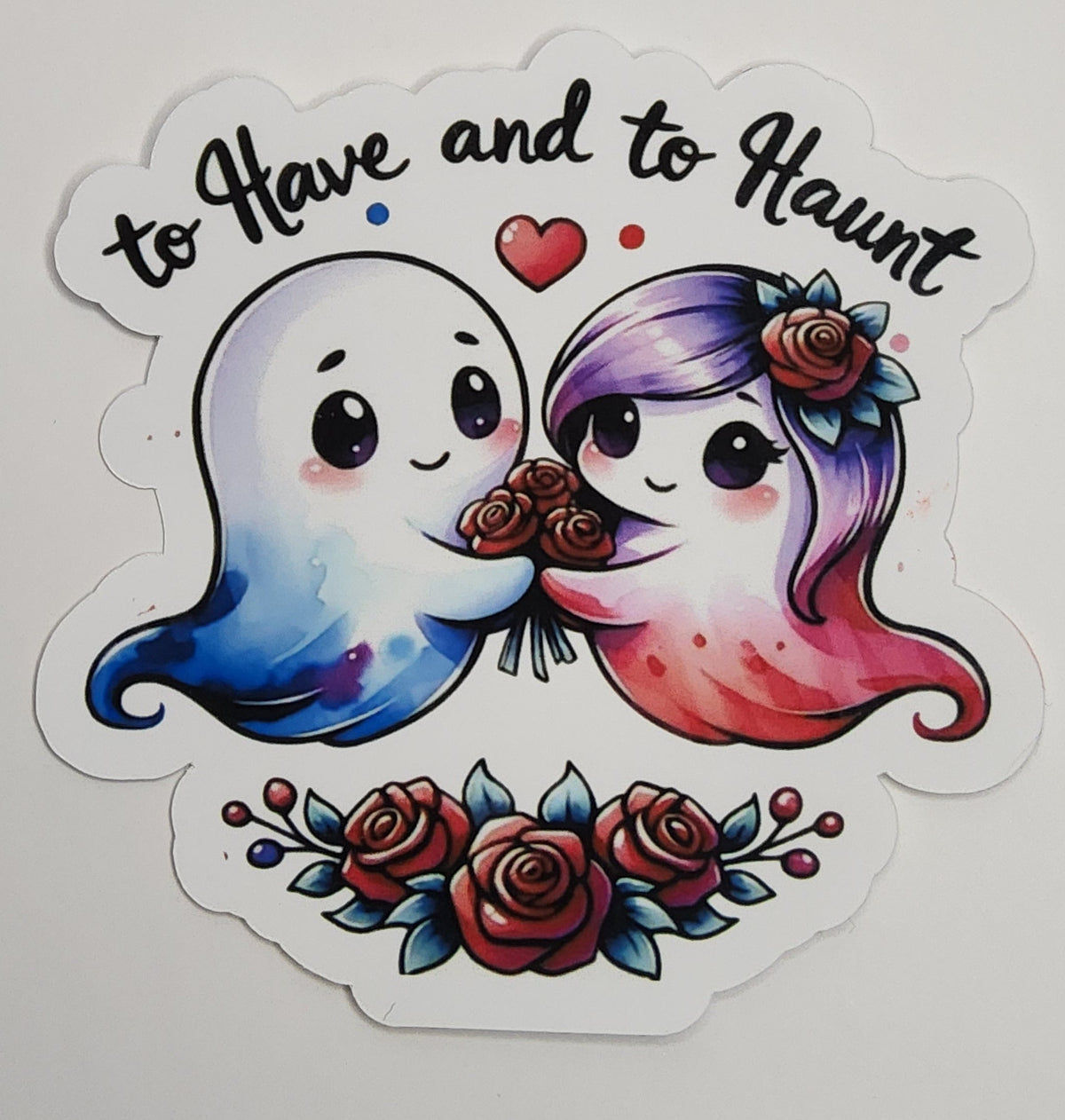 Cute love Ghost Waterproof Vinyl Sticker – Aesthetic Laptop & Water Bottle Decal