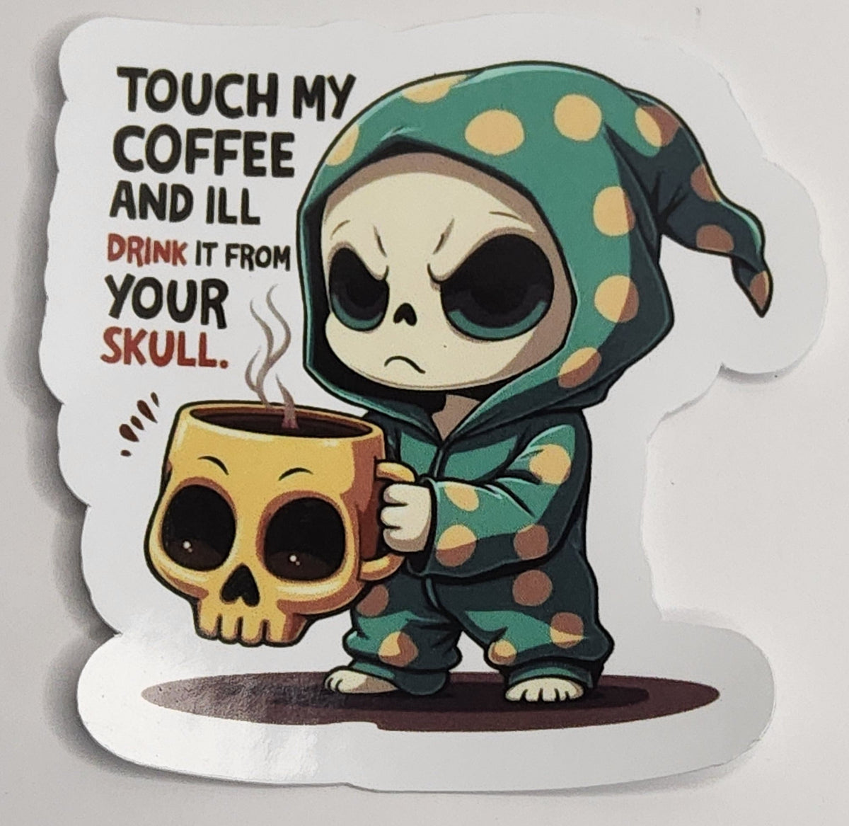 Cute  skull Waterproof Vinyl Sticker – Aesthetic Laptop & Water Bottle Decal